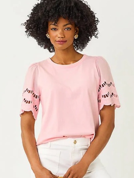 Lilly Pulitzer Tops - Lilly Pulitzer PINK MUSE eyelet knit top